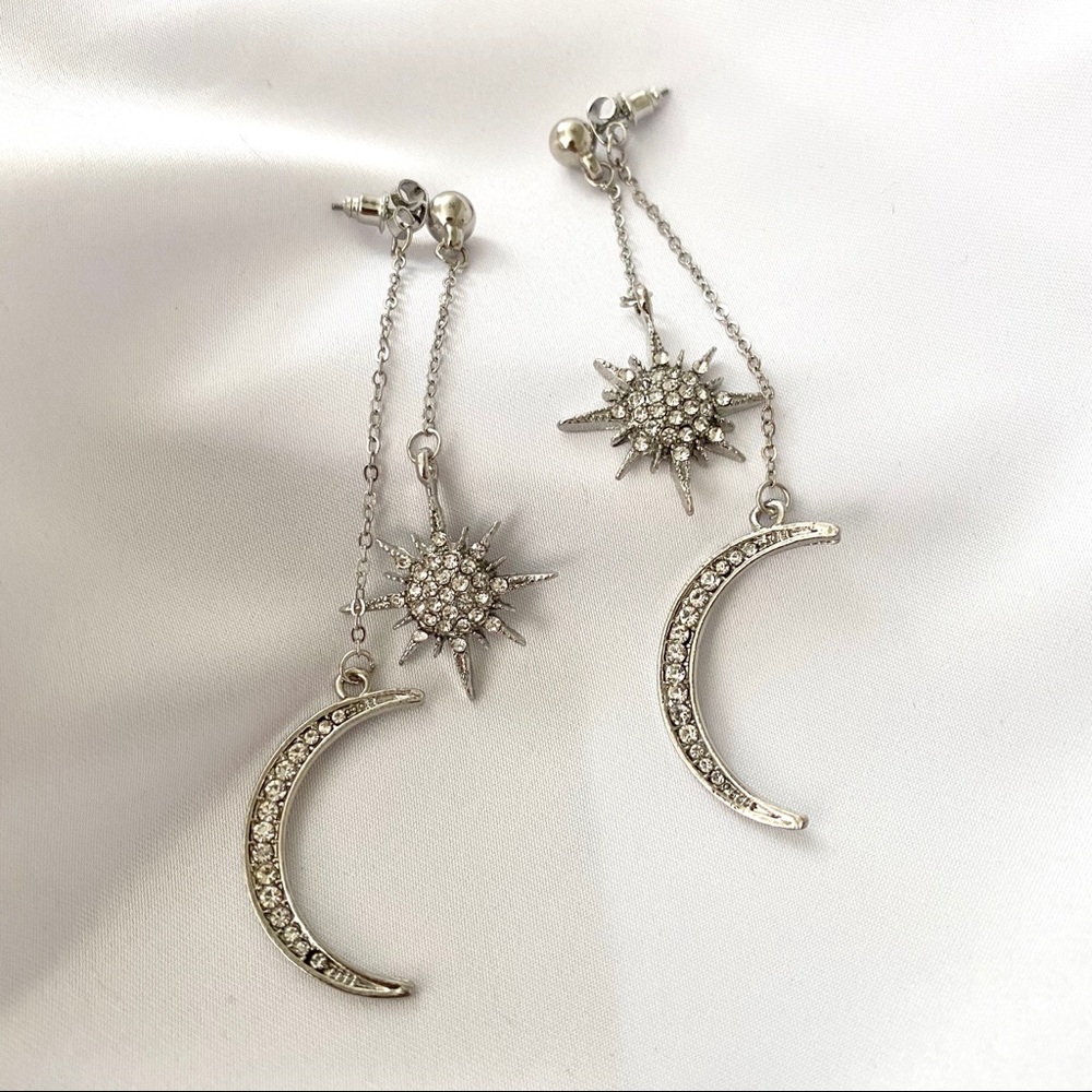 Moon and Star Dangle Earrings - Picture 4 of 11